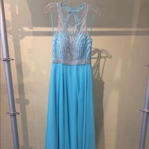 New! Sky Blue Dress, with silver gems on bust